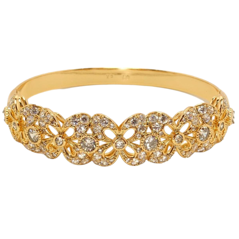 Браслет Xuping Позолота 18K Цветочный орнамент с цирконием ø 6см фото №1