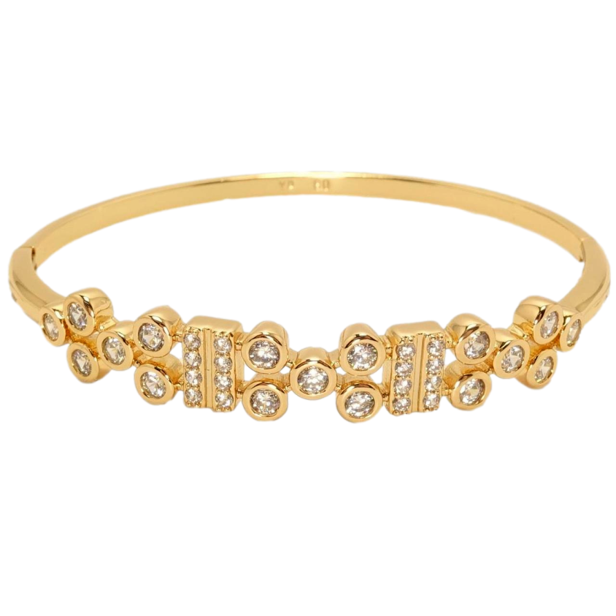 Браслет Xuping Позолота 18K Орнамент кристалами в ободковій оправі ø 6,5см фото №1