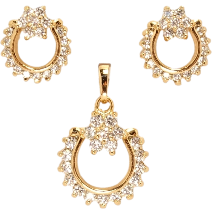 Набір Xuping Позолота 18K Сережки Кулон Кристальні підкови з квіточками фото №17