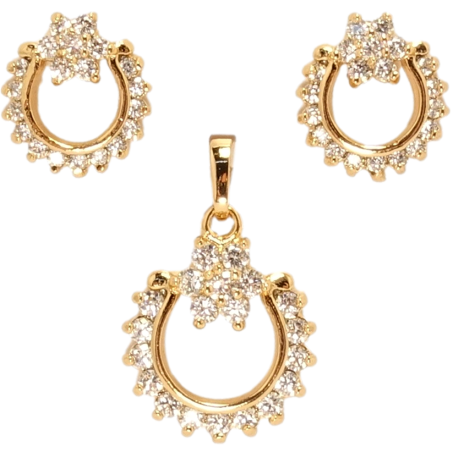 Набір Xuping Позолота 18K Сережки Кулон Кристальні підкови з квіточками фото №1 Набір Xuping Позолота 18K Сережки Кулон Кристальні підкови з квіточками фото №1