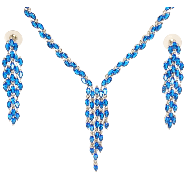 Набір Xuping Родій Сережки Кольє Жіночість сині кристали розмір 42см х 5мм фото №18
