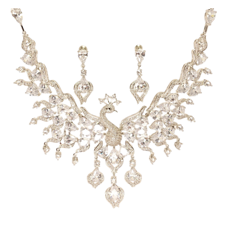 Набор Xuping Родий Серьги Колье Кристальный феникс размер 44см х 6мм фото №11