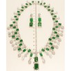 Набір Xuping Родій Сережки Кольє Вишуканість із зеленими кристалами та цирконієм розмір 41см фото №3