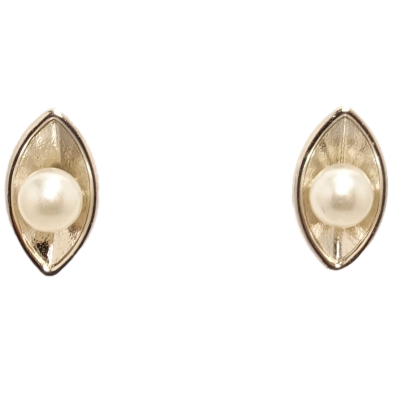 Сережки Xuping Родій пусети Перлини в овальних підкладках фото №1 Сережки Xuping Родій пусети Перлини в овальних підкладках фото №1