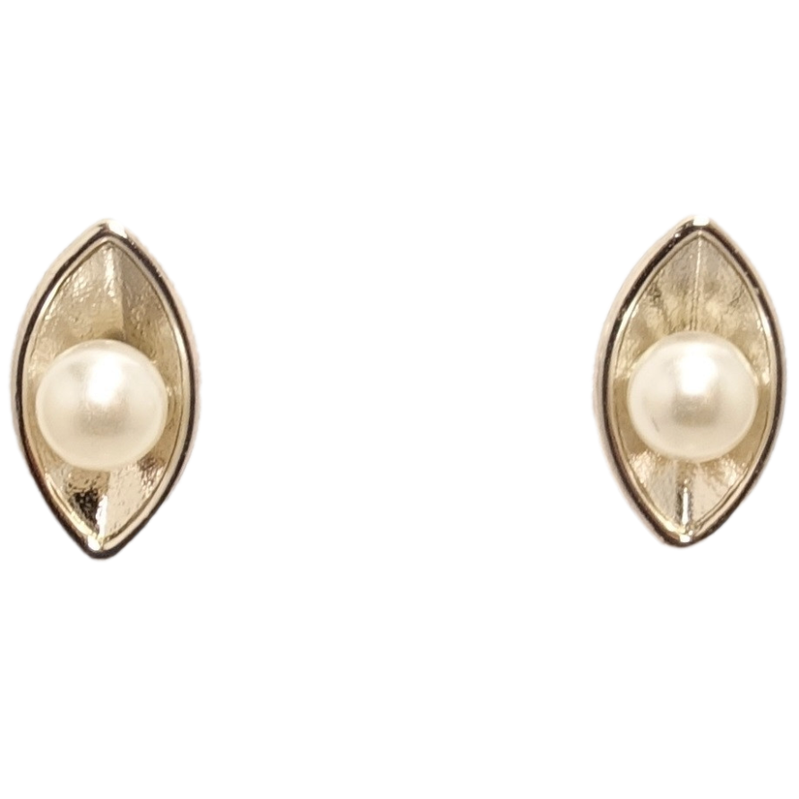 Серьги Xuping Родий пусеты Жемчужины в овальных подложках фото №1 Серьги Xuping Родий пусеты Жемчужины в овальных подложках фото №1