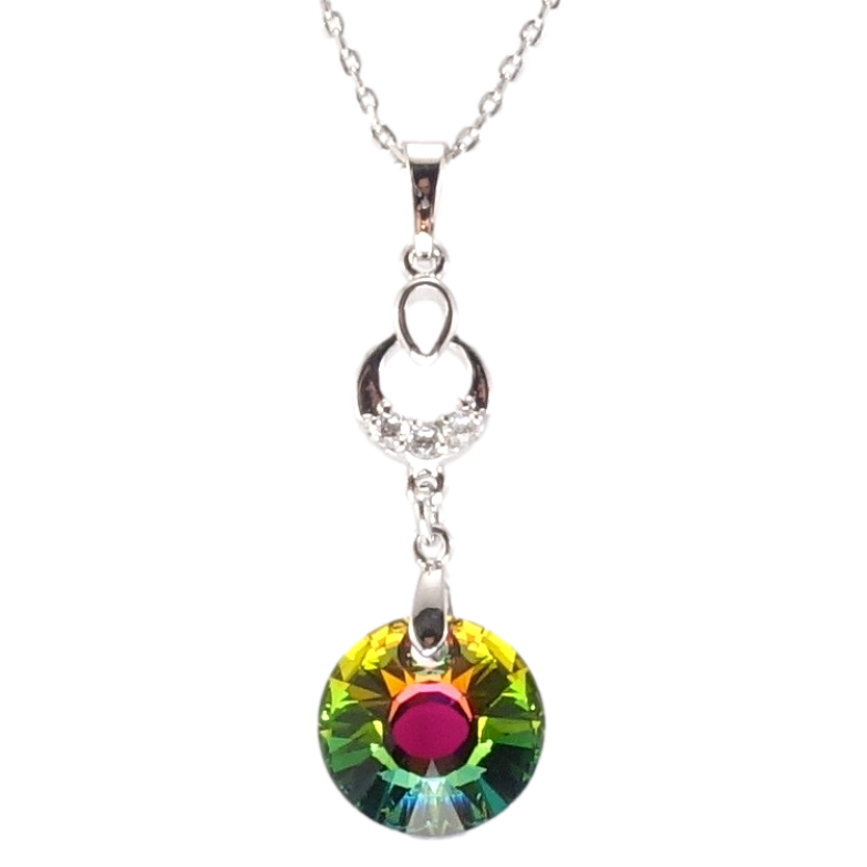 Кулон Xuping цвет Родий с кр-ми Swarovski на цепочке Декоративная подвеска с кристаллом Vitrail Medium длина фото №1