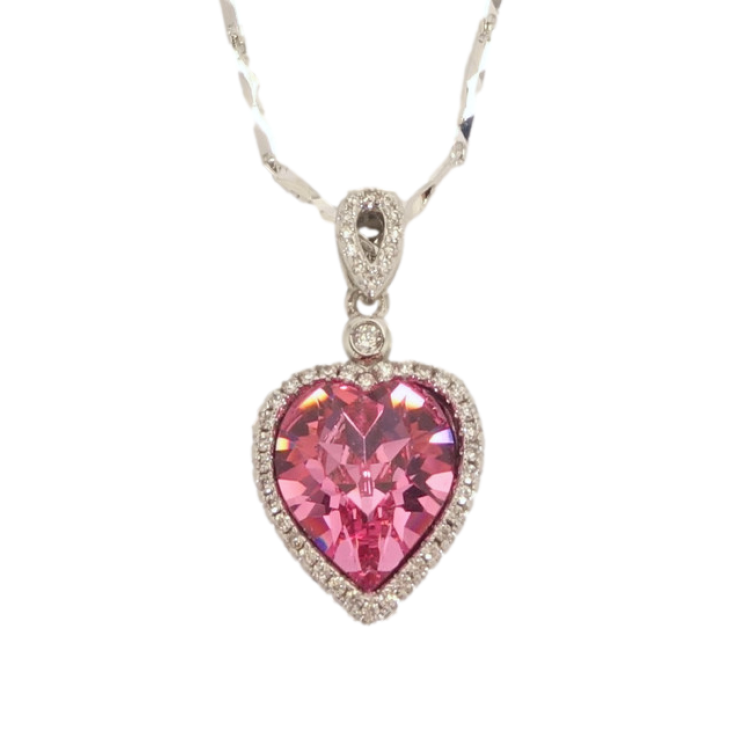 Кулон Xuping колір Родій з кр-ми Swarovski на ланцюжку Кристальне серце Rose в інкрустації  довжина 45см фото №11
