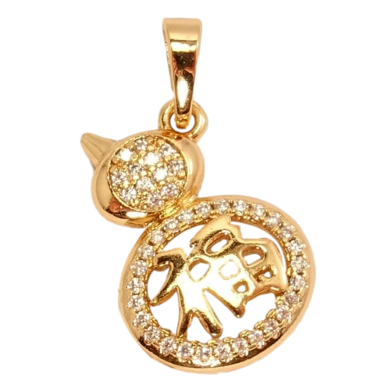 Кулон Xuping Позолота 18 К Кіт з ієрогліфом та інкрустацією цирконієм фото №1