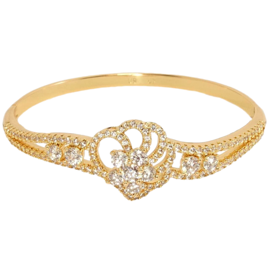 Браслет Xuping Позолота 18K Цветочный орнамент с инкрустацией цирконием ø 5,7см фото №1