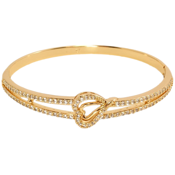 Браслет Xuping Позолота 18K Подвійна доріжка цирконію з сердечками ø 5,6см фото №19 Браслет Xuping Позолота 18K Подвійна доріжка цирконію з сердечками ø 5,6см фото №19