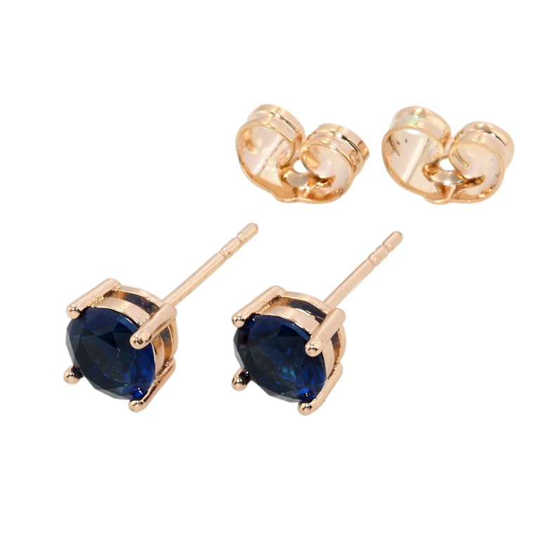 Серьги Xuping Позолота РО пусеты Синий кристалл в усиленной 4-х крапановой оправе ø 6мм фото №1 Серьги Xuping Позолота РО пусеты Синий кристалл в усиленной 4-х крапановой оправе ø 6мм фото №1