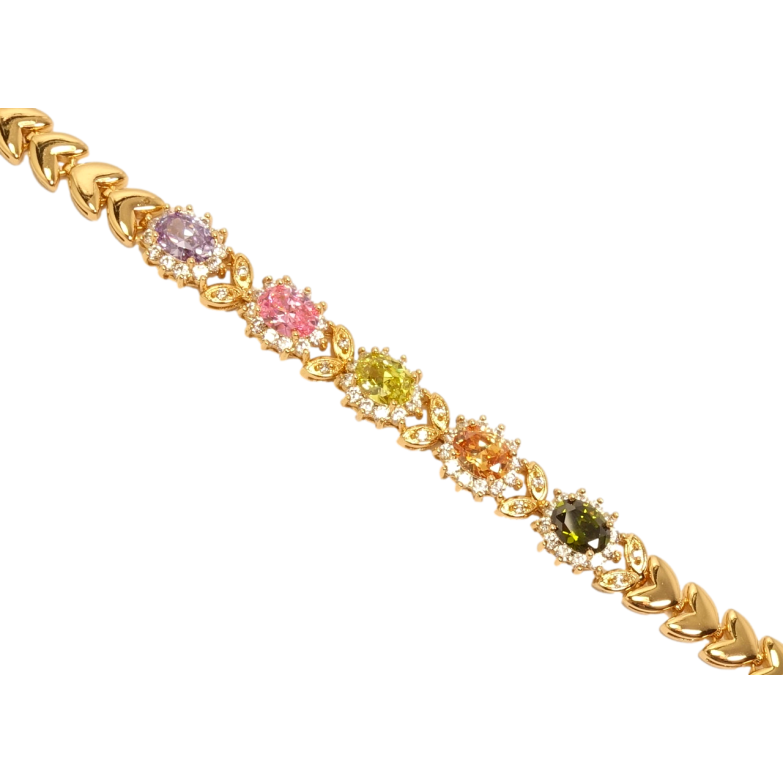 Браслет Xuping Позолота 18K Колосок вставки кольорові кристали довжина з дод. замком 16.5; 19.5см х 8мм фото №1 Браслет Xuping Позолота 18K Колосок вставки кольорові кристали довжина з дод. замком 16.5; 19.5см х 8мм фото №1