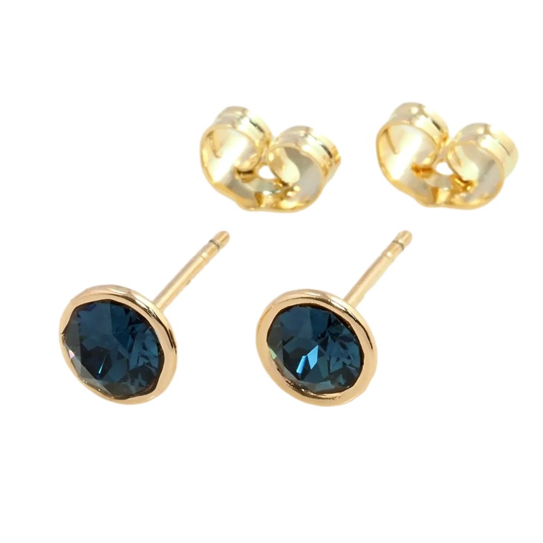 Серьги Xuping цвет 18K с кристаллами Swarovski пусеты Синий кристалл в глухой оправе ø 5,5мм фото №1 Серьги Xuping цвет 18K с кристаллами Swarovski пусеты Синий кристалл в глухой оправе ø 5,5мм фото №1