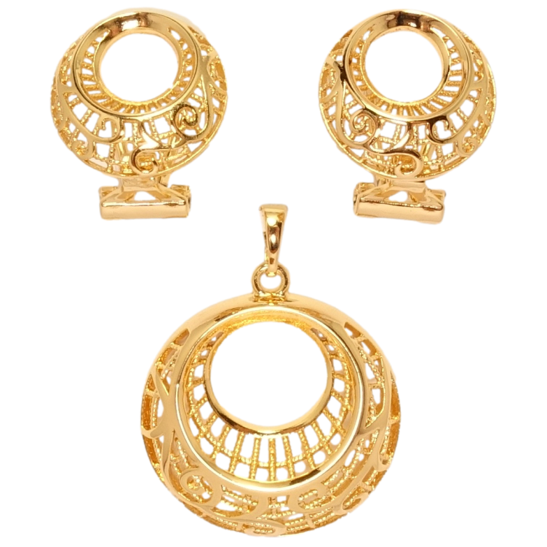 Набір Xuping Позолота 18K Сережки Кулон Пектораль фото №2 Набір Xuping Позолота 18K Сережки Кулон Пектораль фото №2