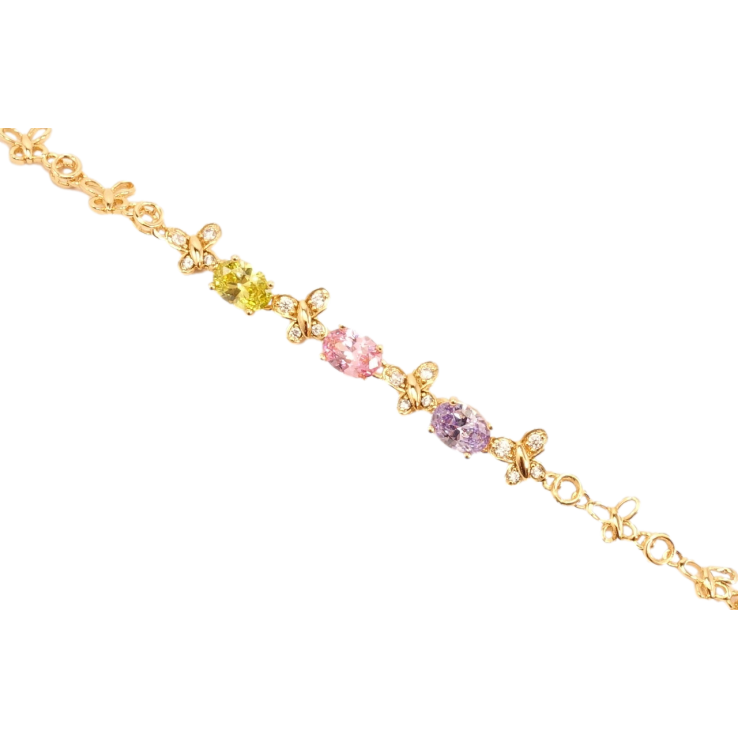 Браслет Xuping Позолота 18K Метелики і три різнобарвні кристали довжина з дод. замком 17,5см; 20,5см фото №18 Браслет Xuping Позолота 18K Метелики і три різнобарвні кристали довжина з дод. замком 17,5см; 20,5см фото №18