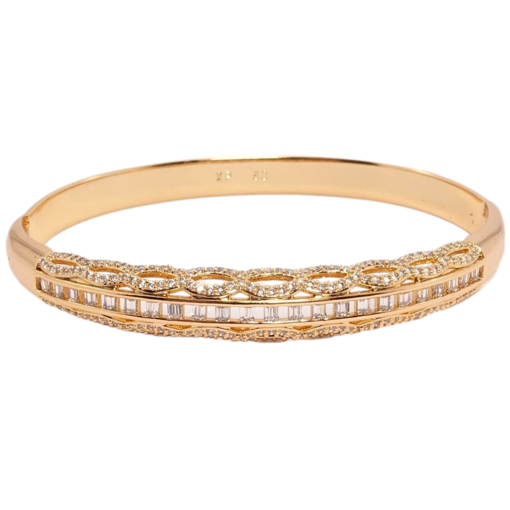 Браслет Xuping Позолота 18K По канту ланцюжка з овальних ланок з інкрустацією цирконій ø 6см фото №25 Браслет Xuping Позолота 18K По канту ланцюжка з овальних ланок з інкрустацією цирконій ø 6см фото №25