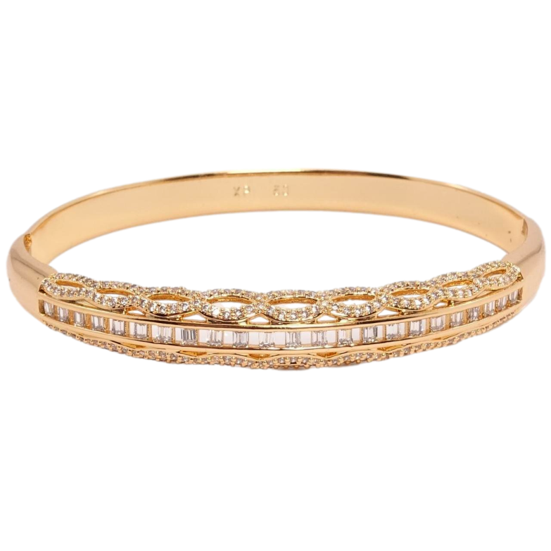 Браслет Xuping Позолота 18K По канту ланцюжка з овальних ланок з інкрустацією цирконій ø 6см фото №1