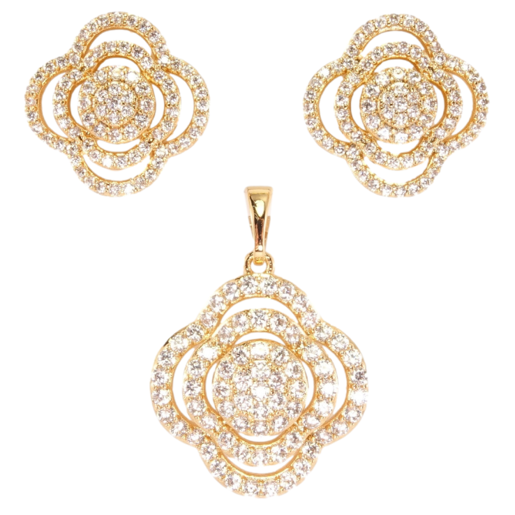 Набір Xuping Позолота 18K Сережки Кулон Чотирилист інкрустація дрібний цирконій фото №8