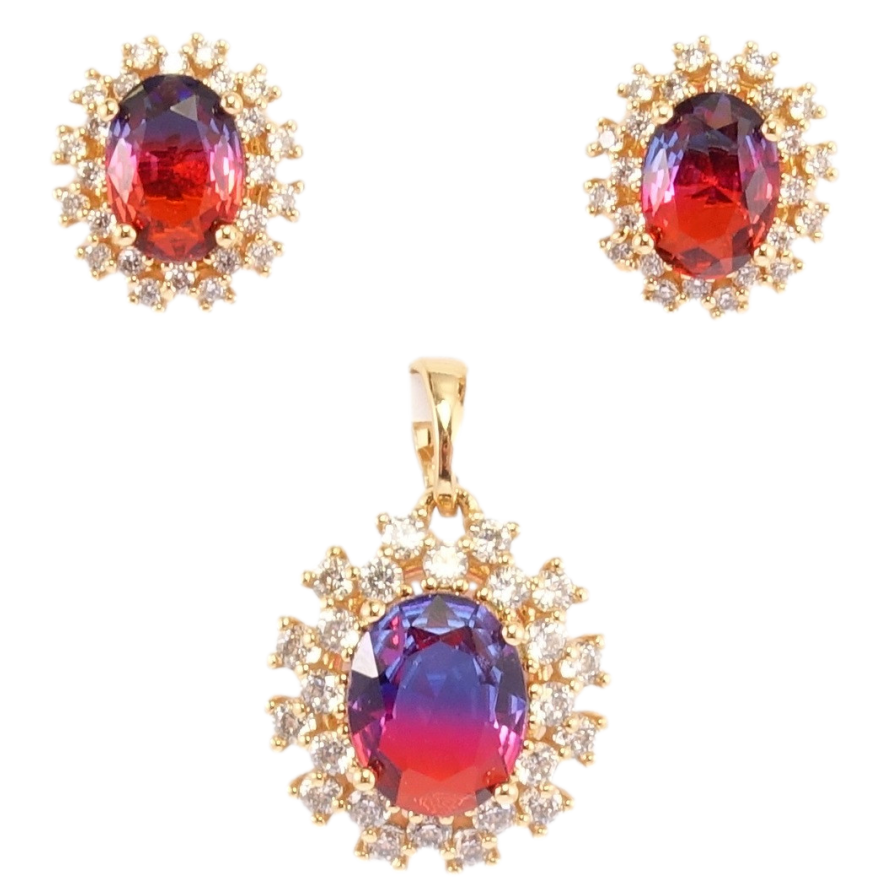 Набор Xuping Позолота 18K Серьги Кулон Двухцветный кристалл в лучистом обрамлении циркония фото №1 Набор Xuping Позолота 18K Серьги Кулон Двухцветный кристалл в лучистом обрамлении циркония фото №1