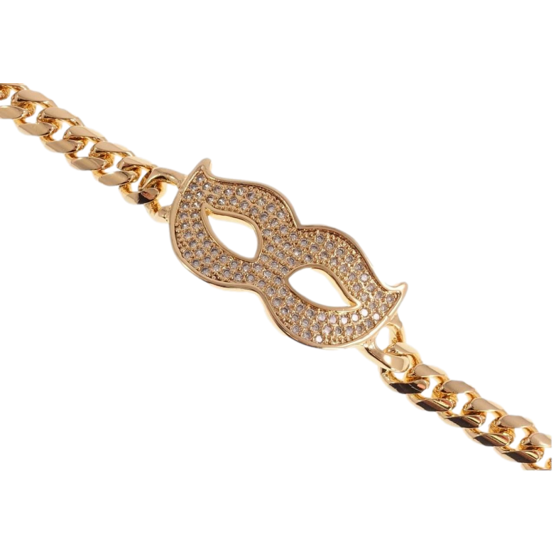 Браслет Xuping Позолота 18K Панцирное плетение с вставкой маска длина 19см х 6-14мм фото №1