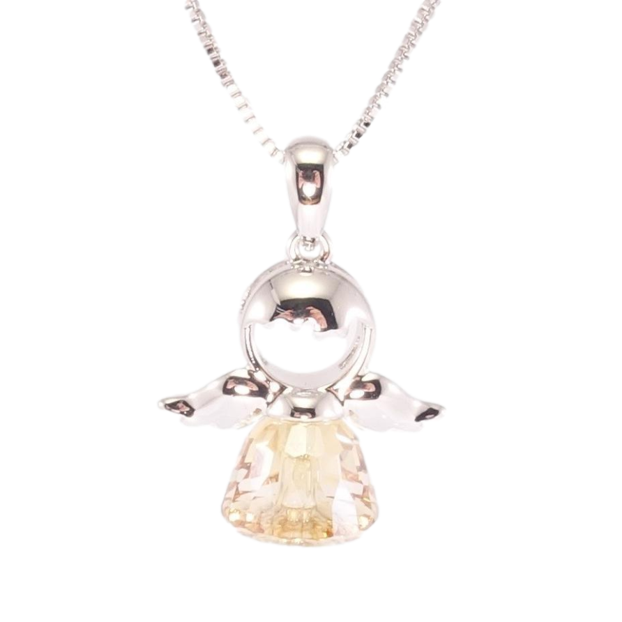 Кулон Xuping колір Родій з кр-ми Swarovski на ланцюжку Янгол із кристалом Golden Shadow дл. 38,5-44см х 1мм фото №1 Кулон Xuping колір Родій з кр-ми Swarovski на ланцюжку Янгол із кристалом Golden Shadow дл. 38,5-44см х 1мм фото №1