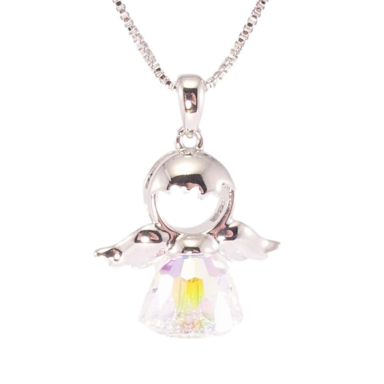 Кулон Xuping колір Родій з кр-ми Swarovski на ланцюжку Ангел із кристалом АВ дл. 38,5-44см х 1мм фото №1