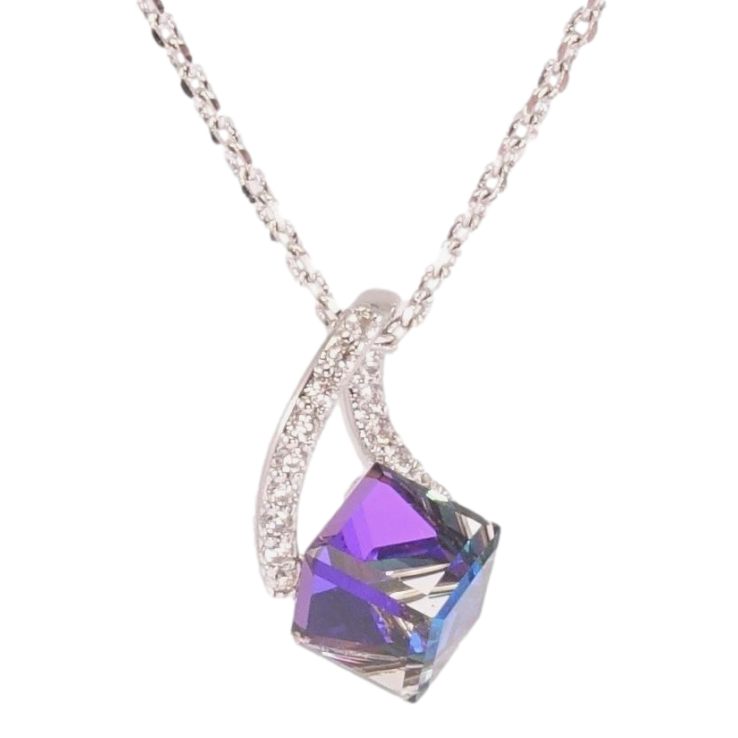 Кулон Xuping колір Родій з кр-ми Swarovski на ланцюжку Кристальний куб Majestic Blue з петелькою дл. 39-44,5см х фото №21