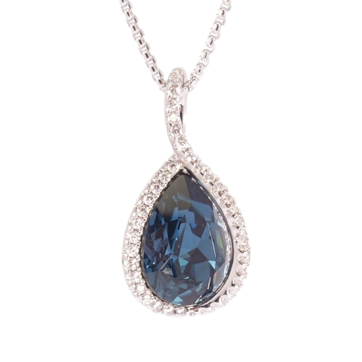 Кулон Xuping колір Родій з кр-ми Swarovski на ланцюжку Кристальна крапля Montana в обрамленні дл. 46,5см х фото №11 Кулон Xuping колір Родій з кр-ми Swarovski на ланцюжку Кристальна крапля Montana в обрамленні дл. 46,5см х фото №11