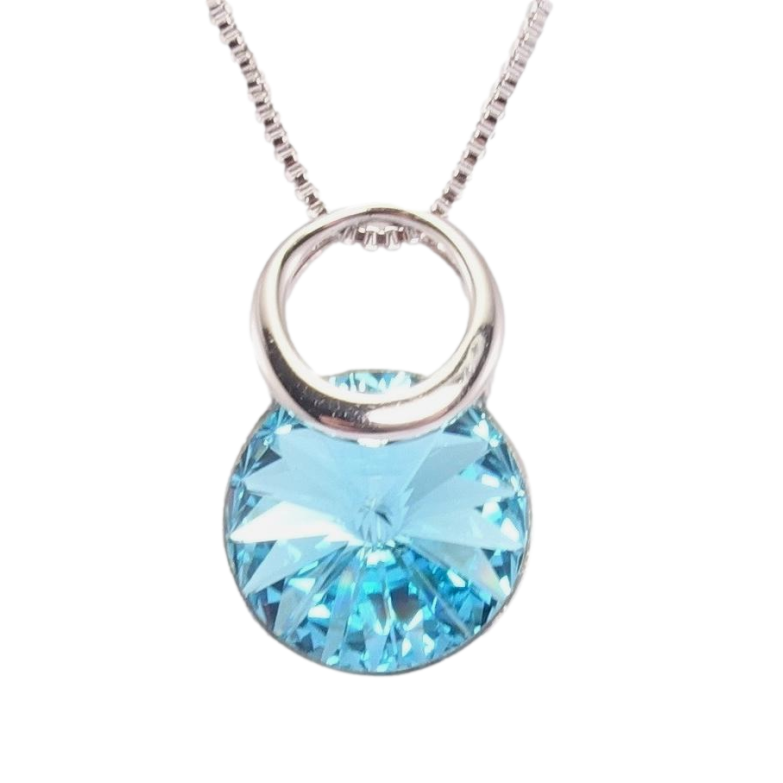Кулон Xuping колір Родій з кр-ми Swarovski на ланцюжку Кристал Laguna Delite з Каблучкам дл.39,5-44,5см х 2мм фото №1