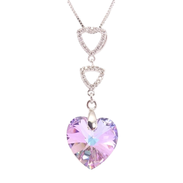 Кулон Xuping колір Родій з кр-ми Swarovski на ланцюжку Трикутники з кристальним серцем Paradise Shinе дл.42-47см фото №25