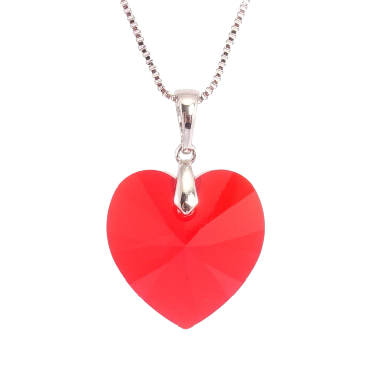 Кулон Xuping колір Родій з кр-ми Swarovski на ланцюжку Кристальне серце Light Siam дл.40-45см х 1мм фото №9