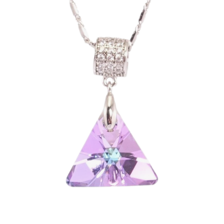 Кулон Xuping колір Родій з кр-ми Swarovski на ланцюжку Кристальний трикутник Paradise Shine дл.40-45,5см х 2мм фото №7