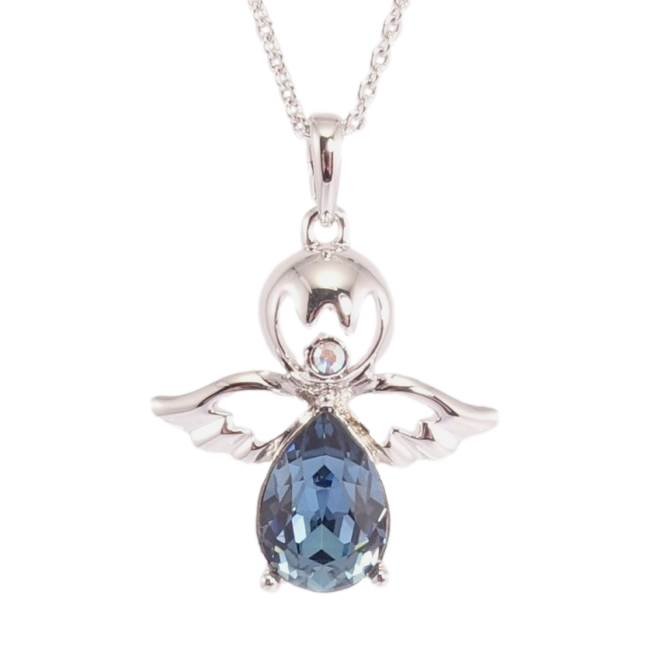Кулон Xuping колір Родій з кр-ми Swarovski на ланцюжку Ангел з кристалом Montana дл.39-44см х 1мм фото №7