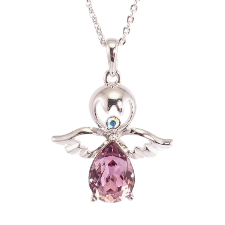Кулон Xuping колір Родій з кр-ми Swarovski на ланцюжку Ангел з кристалом Amethyst дл.39-44см х 1мм фото №1