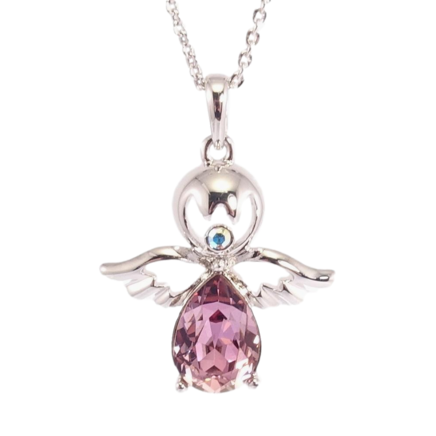 Кулон Xuping колір Родій з кр-ми Swarovski на ланцюжку Ангел з кристалом Amethyst дл.39-44см х 1мм фото №1