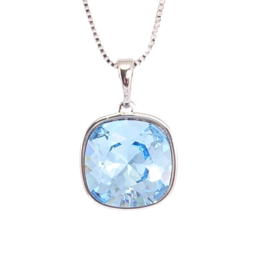Кулон Xuping колір Родій з кр-ми Swarovski на ланцюжку Кристал Aquamarine дл.41-46см х 1мм фото №1