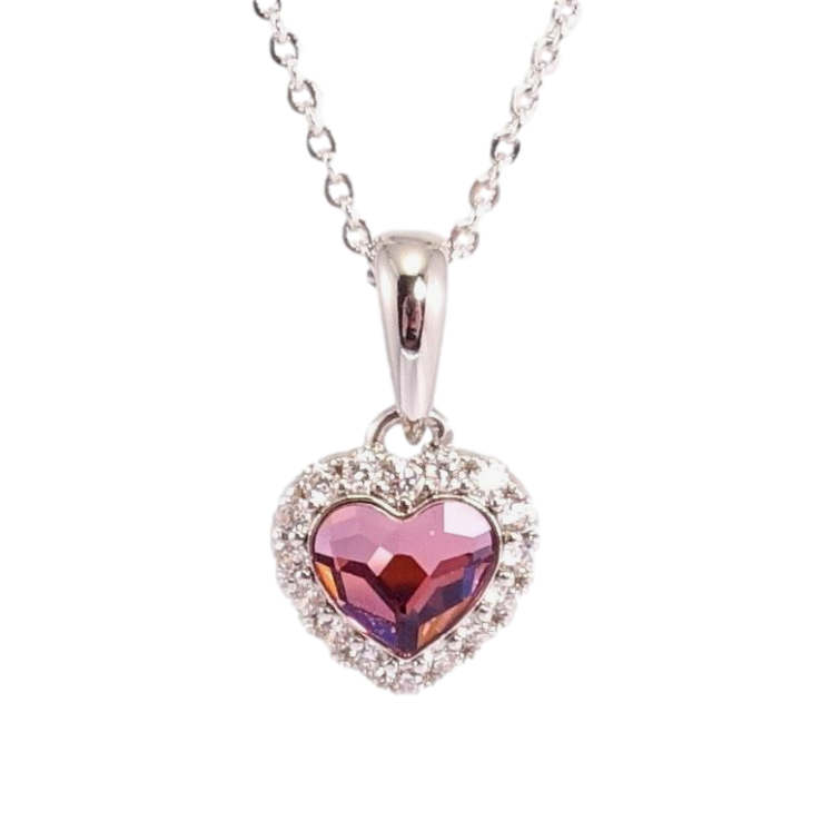 Кулон Xuping колір Родій з кр-ми Swarovski на ланцюжку Кристальне серце Amethy в обрамленні дл.39-44см х фото №10