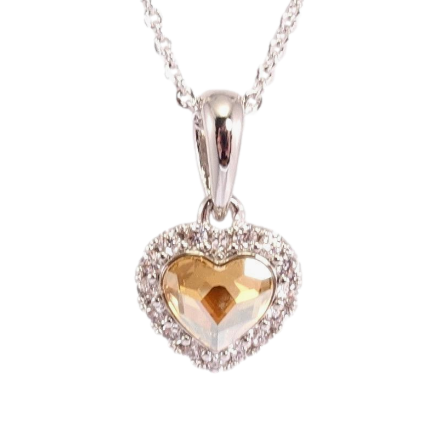 Кулон Xuping колір Родій з кр-ми Swarovski на ланцюжку Кристальне серце Topaz в обрамленні дл.39-44см х фото №1 Кулон Xuping колір Родій з кр-ми Swarovski на ланцюжку Кристальне серце Topaz в обрамленні дл.39-44см х фото №1