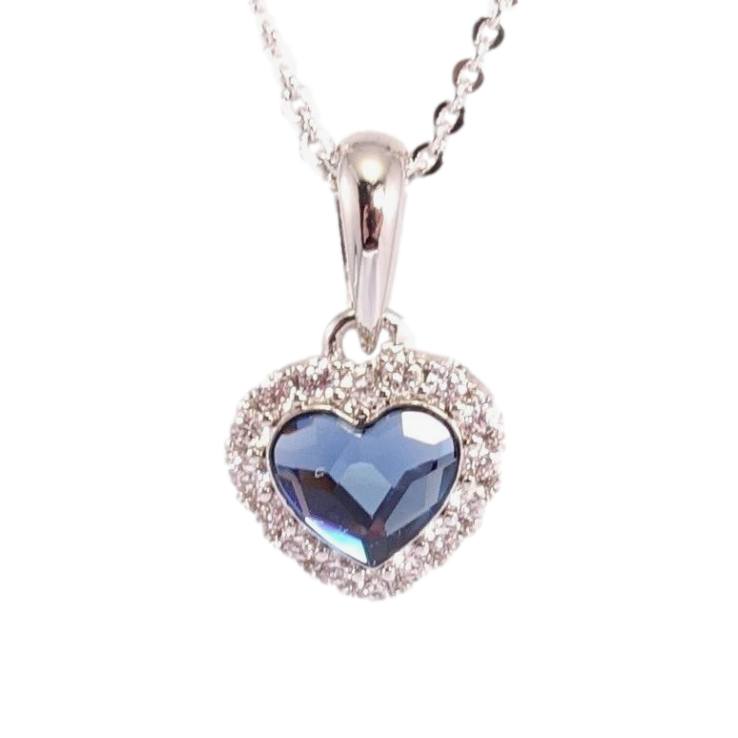 Кулон Xuping колір Родій з кр-ми Swarovski на ланцюжку Кристальне серце Denim в обрамленні дл.39-44см х фото №13