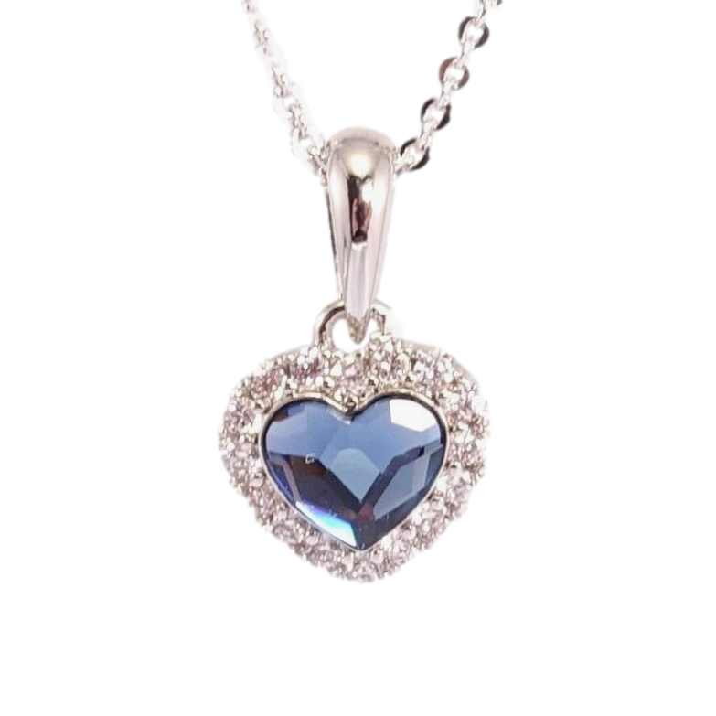 Кулон Xuping колір Родій з кр-ми Swarovski на ланцюжку Кристальне серце Denim в обрамленні дл.39-44см х фото №1