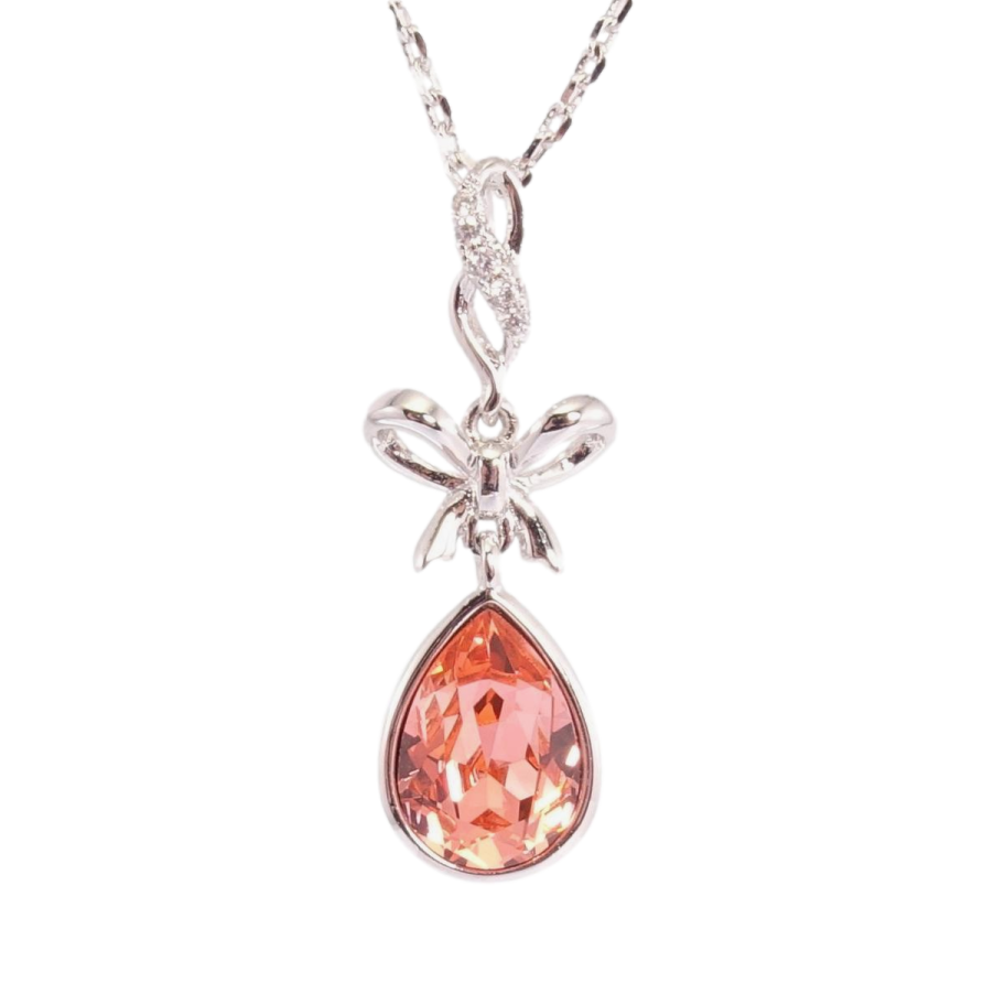 Кулон Xuping колір Родій з кр-ми Swarovski на ланцюжку Кристал Hyacinth з бантиком дл.41-46см х 1мм фото №1