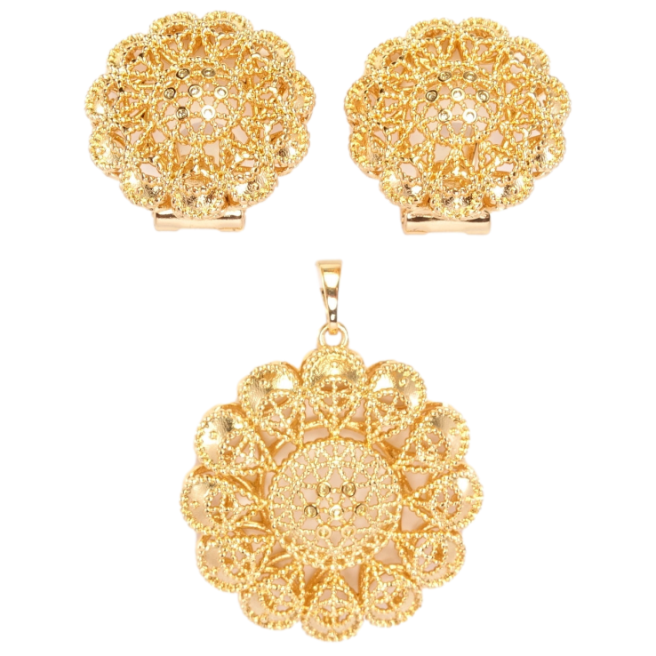 Набор Xuping Позолота 18K Серьги Кулон Ажурные цветочки фото №17