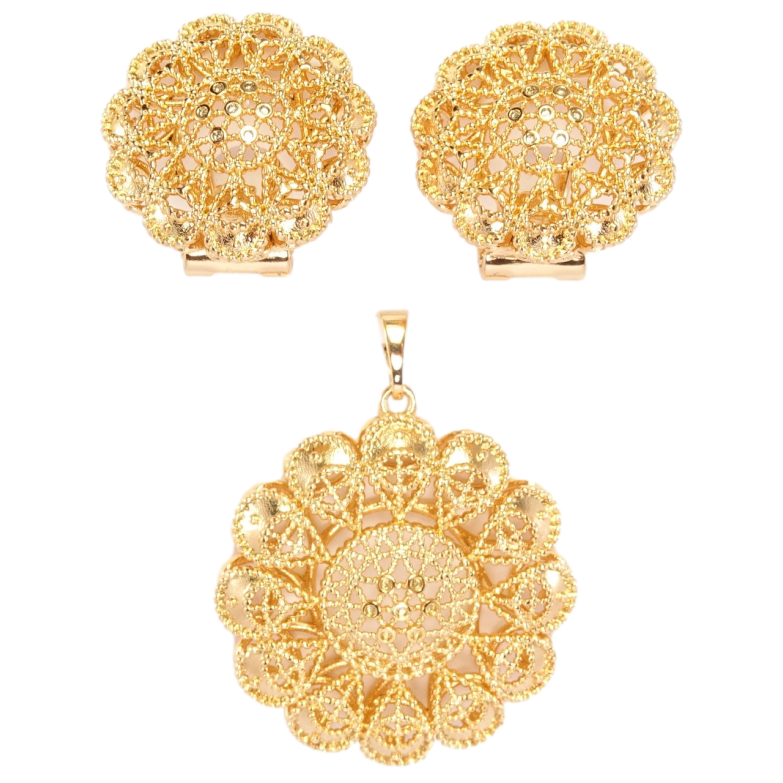 Набір Xuping Позолота 18K Сережки Кулон Ажурні квіточки фото №10 Набір Xuping Позолота 18K Сережки Кулон Ажурні квіточки фото №10