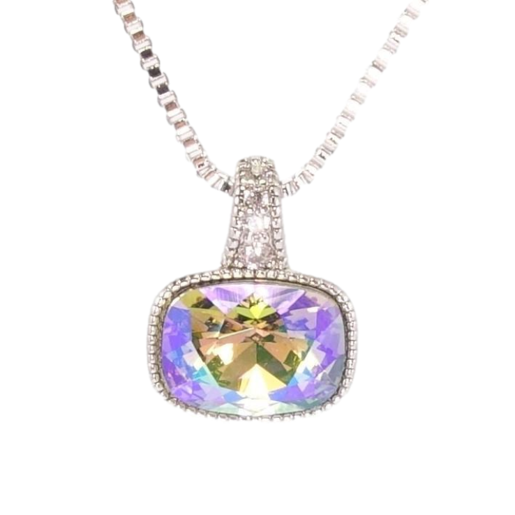 Кулон Xuping колір Родій з кр-ми Swarovski на ланцюжку Кристал Peridot Shimmer дл.40-45см х 1мм фото №11