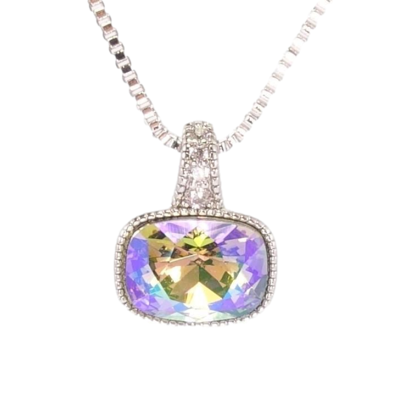 Кулон Xuping цвет Родий с кр-ми Swarovski на цепочке Кристалл Peridot Shimmer дл.40-45см х 1мм фото №3