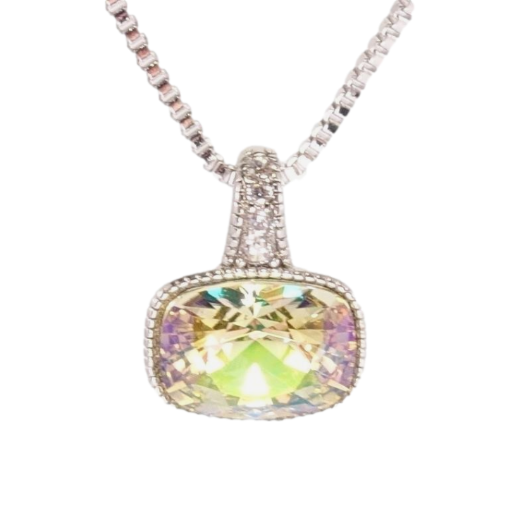 Кулон Xuping колір Родій з кр-ми Swarovski на ланцюжку Кристал Luminous Green дл.40-45см х 1мм фото №25