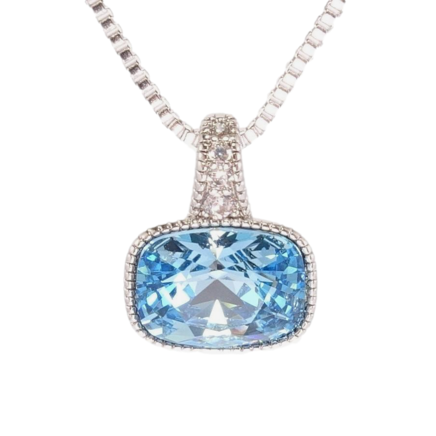 Кулон Xuping колір Родій з кр-ми Swarovski на ланцюжку Кристал Aquamarine дл.40-45см х 1мм фото №1 Кулон Xuping колір Родій з кр-ми Swarovski на ланцюжку Кристал Aquamarine дл.40-45см х 1мм фото №1