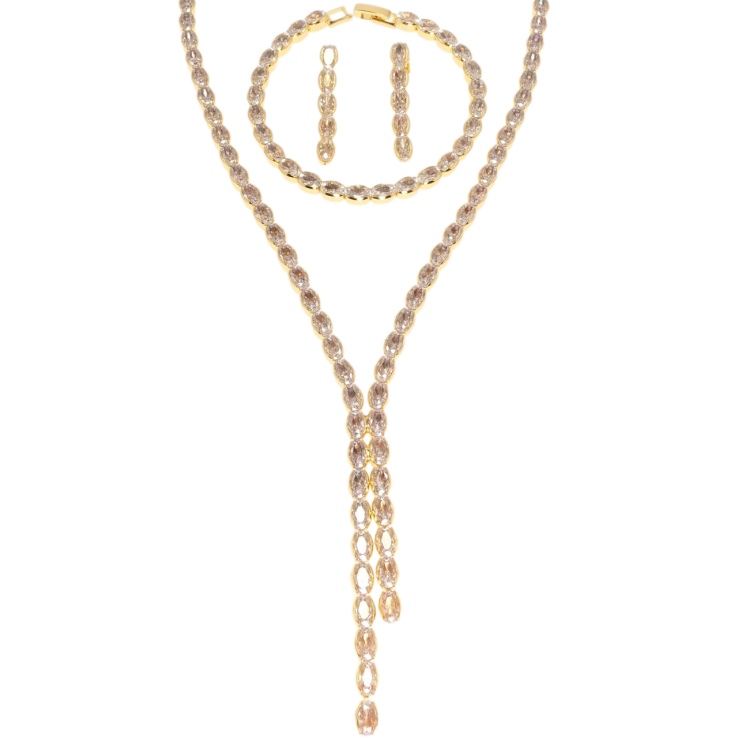 Набір Xuping Позолота 18K Сережки Кольє Браслет Витонченість довжина кольє 43см; БР-18см х 4мм фото №4 Набір Xuping Позолота 18K Сережки Кольє Браслет Витонченість довжина кольє 43см; БР-18см х 4мм фото №4