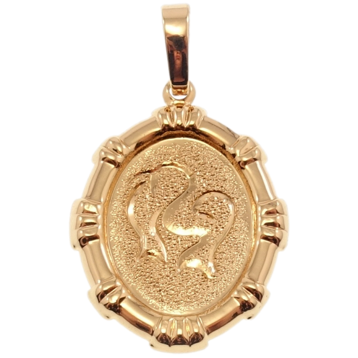 Кулон Xuping Позолота 18 К Овальний Медальйон Знак Зодіаку Риби Шагренью та Алмазкою фото №6 Кулон Xuping Позолота 18 К Овальний Медальйон Знак Зодіаку Риби Шагренью та Алмазкою фото №6