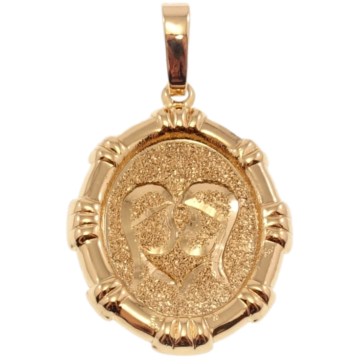 Кулон Xuping Позолота 18 К Овальний Медальйон Знак Зодіаку Близнюки Шагренью та Алмазкою фото №12